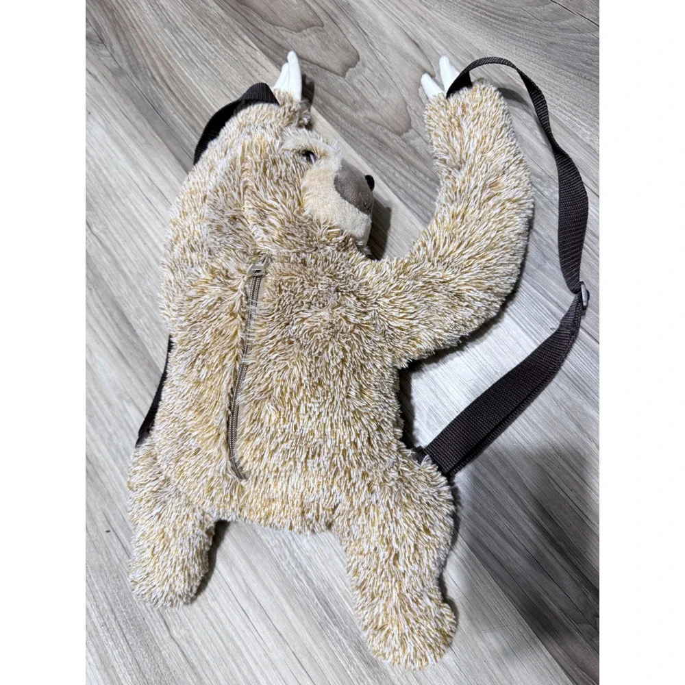 Hobby Lobby Plush Sloth Backpack Brown Shaggy Faux Fur Novelty Animal Bag 17in